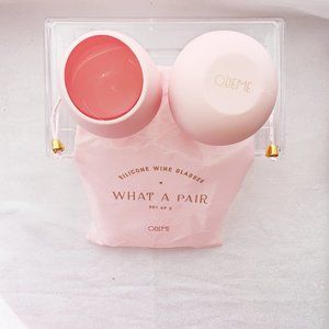 What A Pair Set of 2 Silicone Wine Glasses NEW